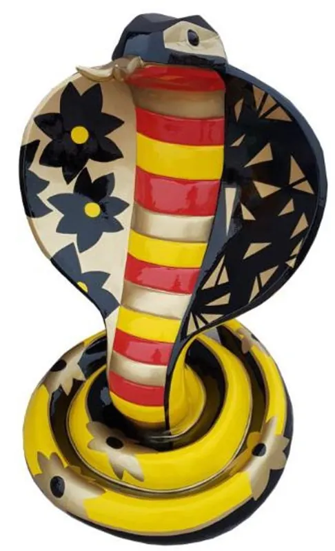 Super-Preis Casa Padrino Designer Dekofigur Cobra Schlange Bunt H. 90 cm - Wohnzimmer Deko Skulptur - Gartendeko Skulptur - Wetterbeständige Tierfigur