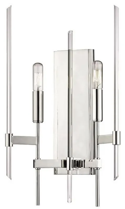 Casa Padrino Luxus Wandleuchte Silber 27,9 x 12,1 x H. 46,9 cm - Elegante Wandlampe mit Messing Armen und Glasstäben - Luxus Kollektion Neue Kollektion