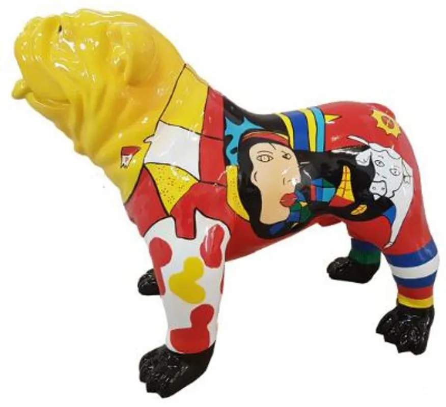 Markenware Casa Padrino Designer Dekofigur Hund Bulldogge Mehrfarbig 90 x H. 74 cm - Wetterbeständige Deko Skulptur - Wohnzimmer Deko - Garten Deko - Designer Deko Tierfigur