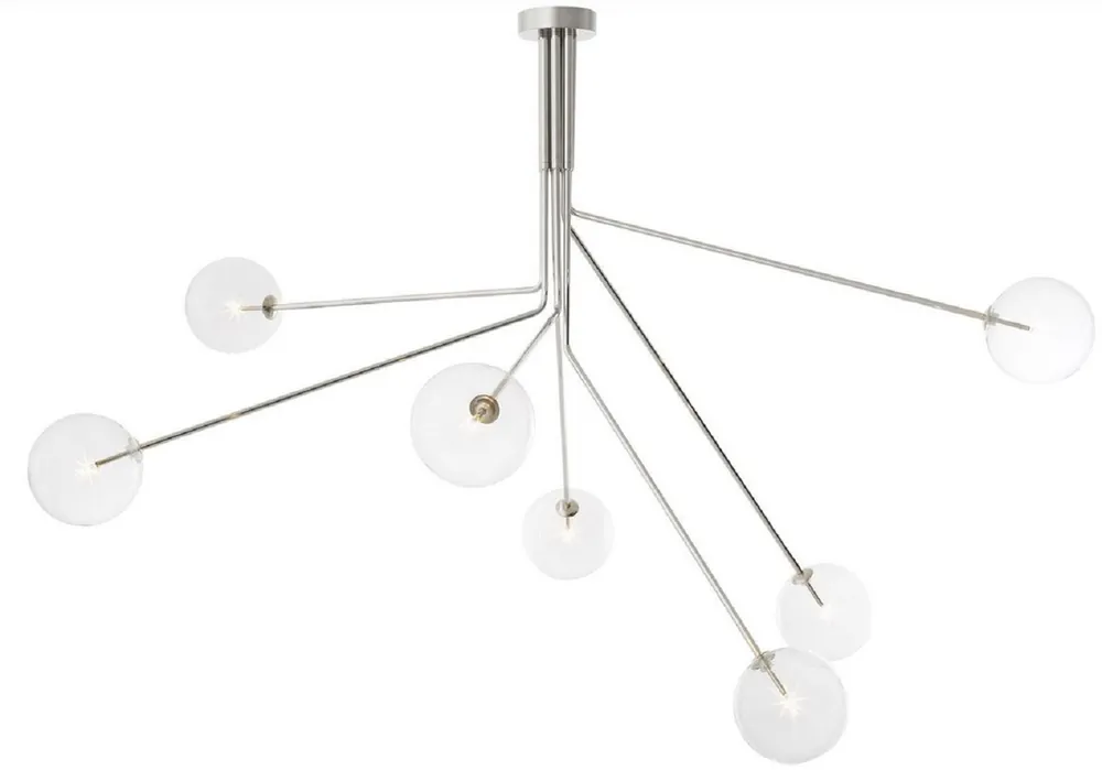 Rabatt Casa Padrino Luxus Halogen Kronleuchter Silber 192 x 192 x H. 85 cm - Moderner dimmbarer Kronleuchter mit runden Glas Lampenschirmen - Luxus Kollektion