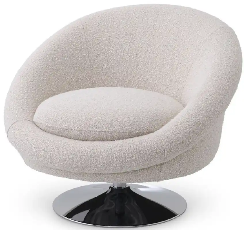 Online Kaufen Casa Padrino Luxus Drehsessel Hell Cremefarben / Silber 84 x 88 x H. 73 cm - Wohnzimmer Sessel - Luxus Möbel