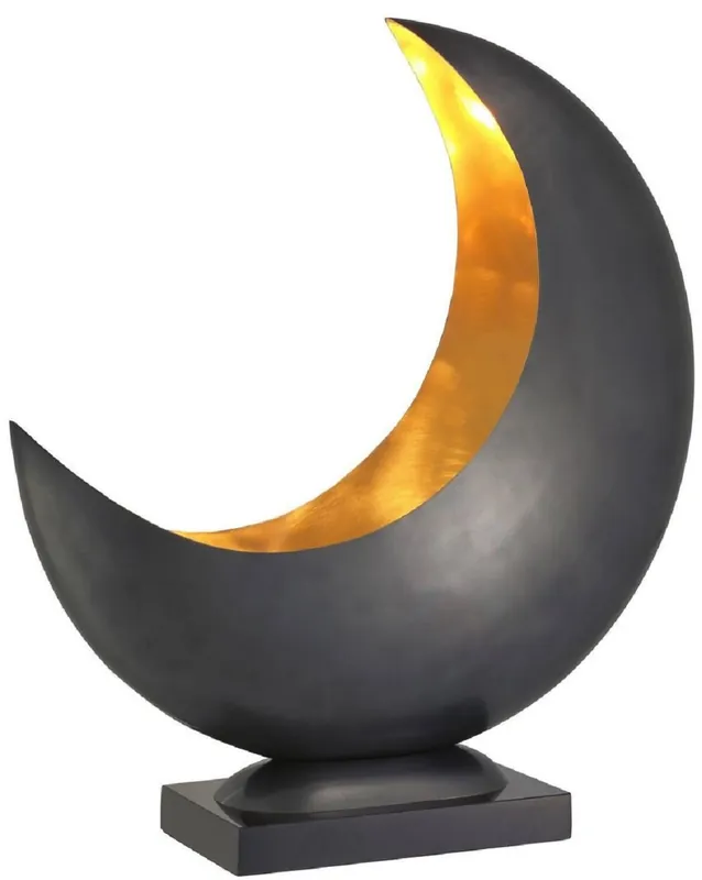 Nur Für Kurze Zeit Casa Padrino Designer Tischleuchte Anthrazitgrau / Messingfarben 48 x H. 53 cm - Moderne Tischlampe mit Granitsockel - Wohnzimmer Lampe