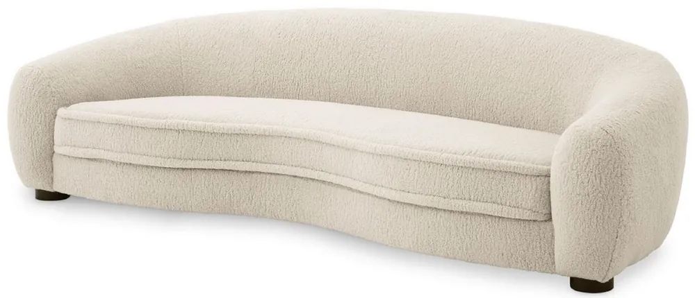 Preisknaller Casa Padrino Luxus Sofa Cremefarben / Schwarz 235 x 100 x H. 70 cm - Wohnzimmer Sofa mit gebogener Rückenlehne - Luxus Möbel