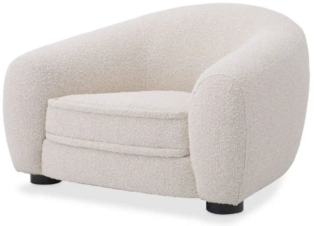 Sofort Bestellen Casa Padrino Luxus Sessel Hell Cremefarben / Schwarz 110 x 95 x H. 70 cm - Wohnzimmer Sessel mit gebogener Rückenlehne - Luxus Möbel