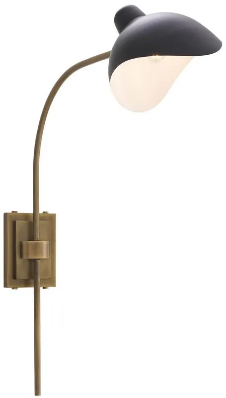 Preisknaller Casa Padrino Designer Wandleuchte Antik Messingfarben / Schwarz 19,5 x 67 x H. 70 cm - Elegante Wandlampe im 50er Jahre Stil - Luxus Kollektion