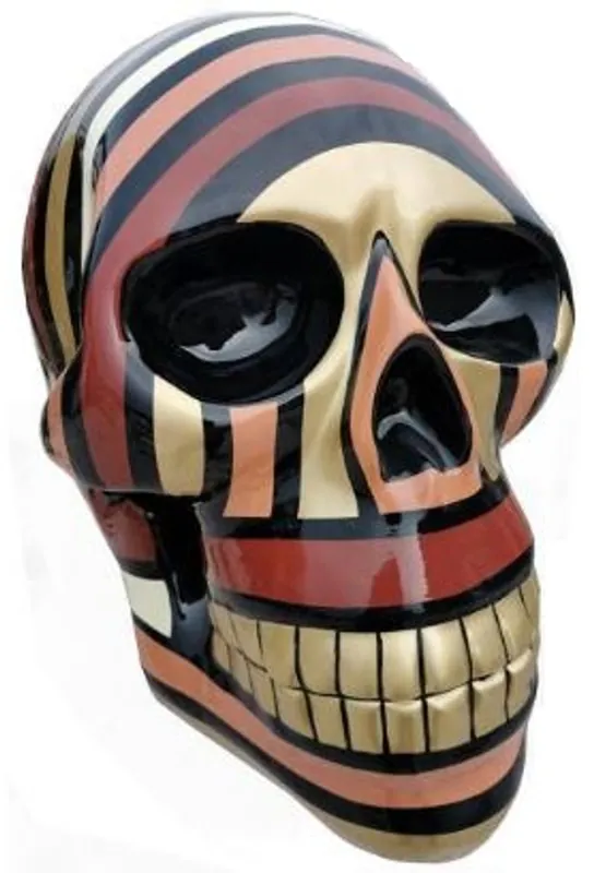 Finale Aktion Casa Padrino Designer Deko Skulptur Totenkopf Schwarz / Braun / Gold 44 x 58 x H. 66 cm - Wetterbeständige Dekofigur - Wohnzimmer Deko - Garten Deko