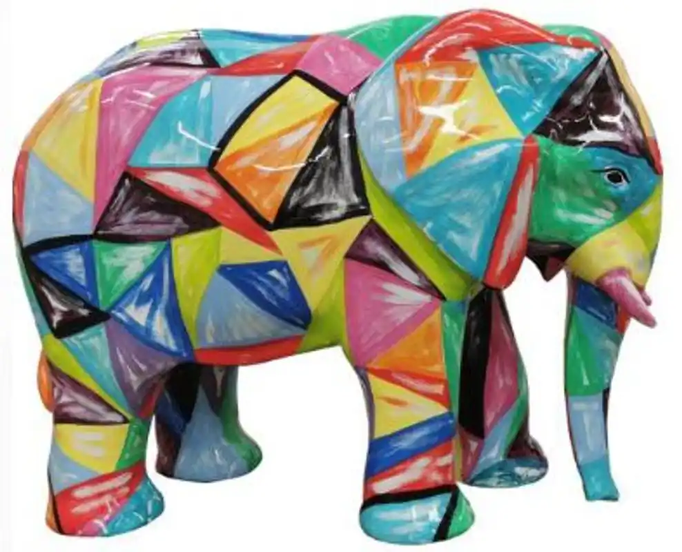 Top-Seller Casa Padrino Designer Deko Skulptur Elefant Bunt 90 x H. 70 cm - Deko Tierfigur - Wetterbeständige Gartendekofigur - Deko Accessoires