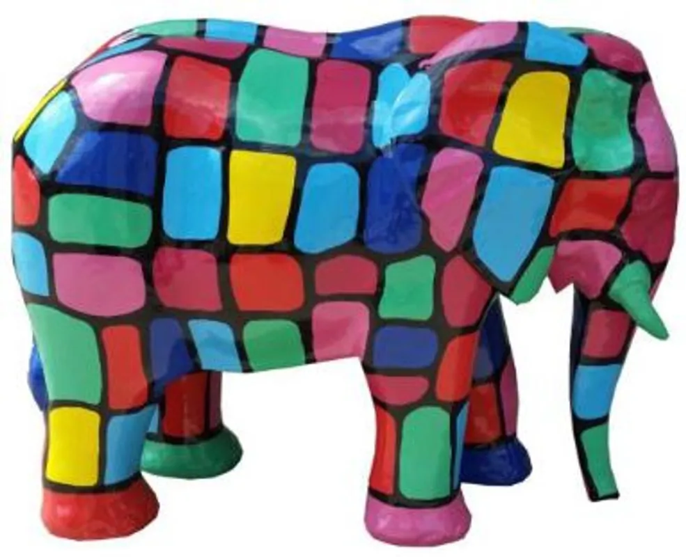 Sichere Zahlung Casa Padrino Designer Deko Skulptur Elefant Mehrfarbig 90 x H. 70 cm - Wetterbeständige Gartendekofigur - Deko Tierfigur - Deko Accessoires