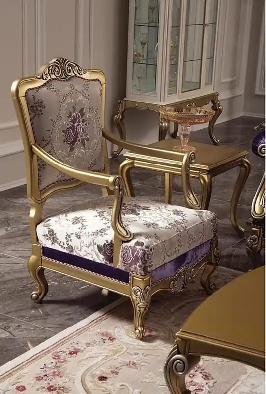 Casa Padrino Luxus Barock Sessel 68 x 68 x H. 112 cm - Prunkvoller Wohnzimmer Sessel mit Blumenmuster - Barock Wohnzimmer Möbel - Luxus Qualität Sale