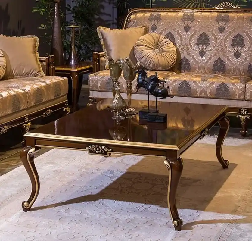 Beliebt Casa Padrino Luxus Barock Couchtisch Braun / Gold 129 x 94 x H. 46 cm - Eleganter Massivholz Wohnzimmertisch - Barock Wohnzimmer Möbel