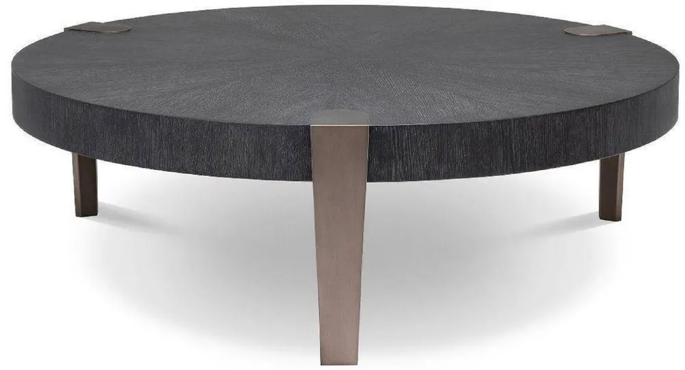 Casa Padrino Luxus Couchtisch Anthrazitgrau / Bronzefarben Ø 121 x H. 38,5 cm - Runder Wohnzimmertisch - Wohnzimmer Möbel - Luxus Qualität Kracherpreis