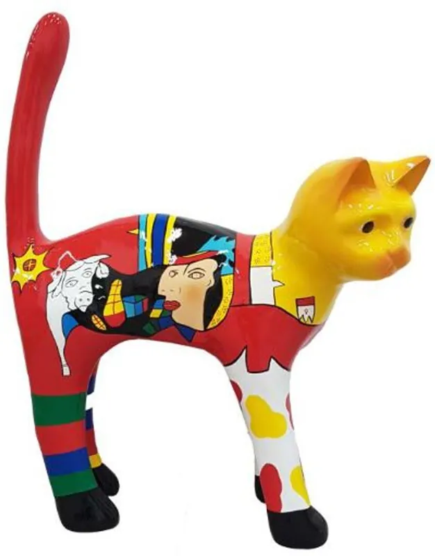 Nur Heute Casa Padrino Dekofigur Katze Mehrfarbig H. 110 cm - Wetterbeständige Deko Skulptur - Wohnzimmer Deko - Garten Deko - Deko Tierfigur
