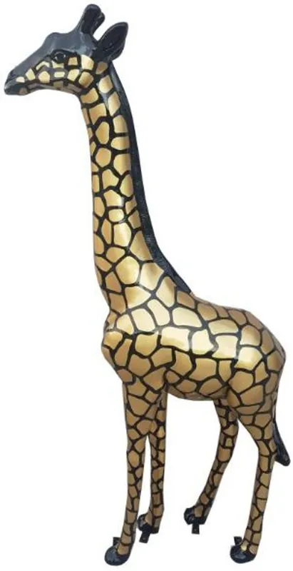 Casa Padrino Designer Deko Giraffe Schwarz / Gold H. 205 cm - Riesige Dekofigur - Tierfigur - Gartendeko Skulptur - Gartenfigur Markenprodukt