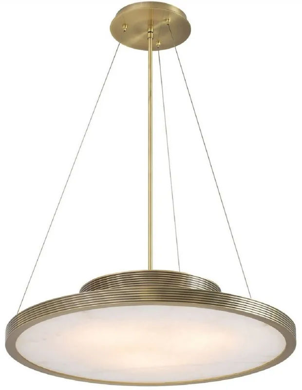 Casa Padrino Luxus Kronleuchter Messing / Alabaster Ø 70 x H. 15 cm - Moderner runder Metall Kronleuchter mit Alabaster Lampenschirm - Luxus Qualität Sale