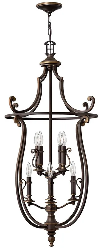 Casa Padrino Barock Hängeleuchte Antik Bronzefarben Ø 61 x H. 111,5 cm - Elegante Wohnzimmer Pendelleuchte im Barockstil - Barock Möbel Billig