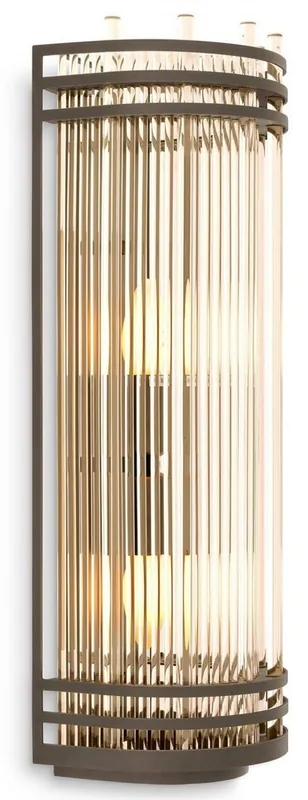 Casa Padrino Luxus Wandleuchte Bronze 18,5 x 15 x H. 53,5 cm - Elegante Metall Wandlampe mit Glas Lampenschirm - Luxus Kollektion Abverkauf