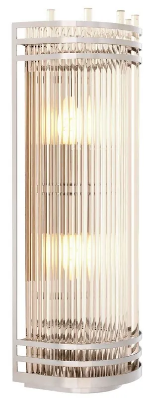 Casa Padrino Luxus Wandleuchte Silber 18,5 x 15 x H. 53,5 cm - Elegante Metall Wandlampe mit Glas Lampenschirm - Luxus Kollektion Sichere Zahlung