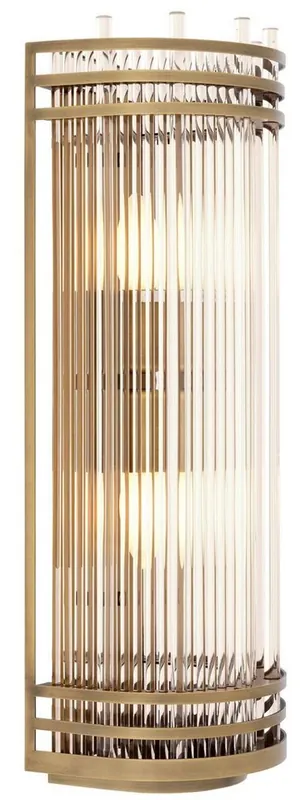 Neu Im Sortiment Casa Padrino Luxus Wandleuchte Antik Messing 18,5 x 15 x H. 53,5 cm - Elegante Metall Wandlampe mit Glas Lampenschirm - Luxus Kollektion