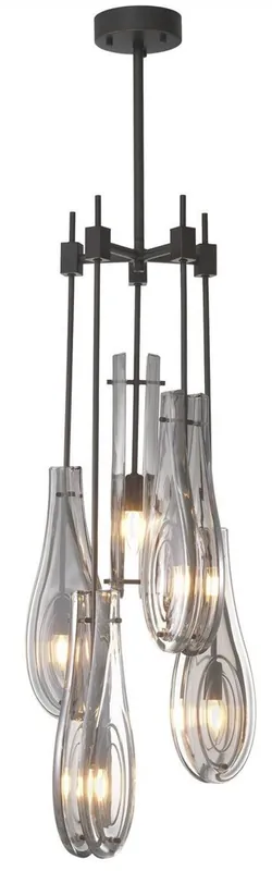 Casa Padrino Luxus Kronleuchter Bronzefarben / Grau Ø 37 x H. 95,5 cm - Moderner Metall Kronleuchter mit Glas Lampenschirmen - Luxus Qualität Neuheit