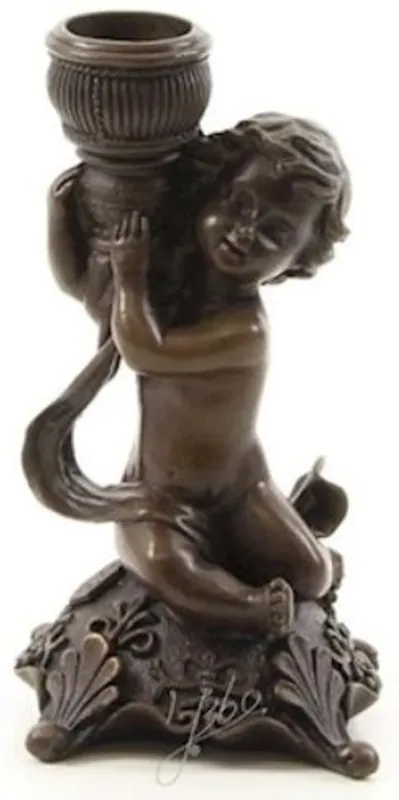 Ausverkauf Casa Padrino Jugendstil Bronze Kerzenständer 7,1 x 7,1 x H. 14,1 cm - Deko Kerzenhalter - Barock & Jugendstil Deko Accessoires