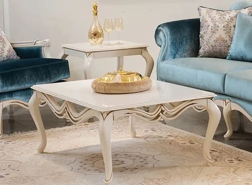 Ausverkauf Casa Padrino Luxus Barock Couchtisch Weiß 108 x 77 x H. 45 cm - Rechteckiger Massivholz Wohnzimmertisch - Wohnzimmer Möbel im Barockstil