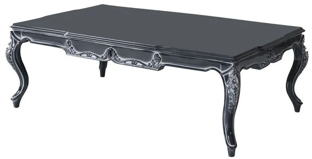 Casa Padrino Luxus Barock Couchtisch Grau 118 x 80 x H. 48 cm - Edler Massivholz Wohnzimmertisch - Barockstil Wohnzimmer Möbel Neue Ware