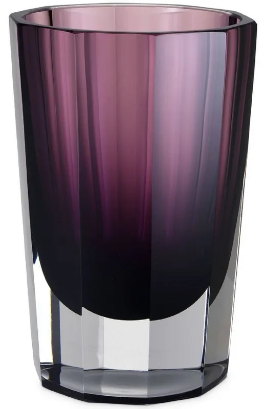 Saisonangebot Casa Padrino Luxus Deko Glas Vase Lila Ø 12 x H. 18 cm - Elegante handgefertigte 8-eckige Blumenvase - Deko Accessoires
