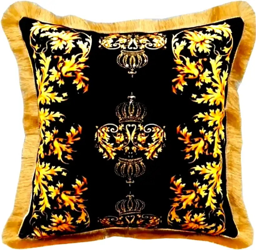 Harald Glööckler Luxus Deko Kissen Pompöös by Casa Padrino Schwarz / Gold 50 x 50 cm - Glööckler Kissen mit Glitzersteinen Rabatt