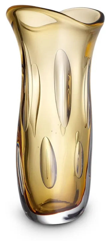 Echt Casa Padrino Luxus Deko Glasvase Orange 19 x 14 x H. 39 cm - Elegante Blumenvase aus mundgeblasenem Glas - Deko Accessoires