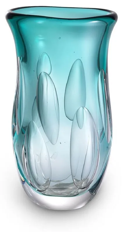 Casa Padrino Luxus Deko Glasvase Türkis 20 x 13 x H. 30 cm - Elegante Blumenvase aus mundgeblasenem Glas - Deko Accessoires Begrenztes Angebot