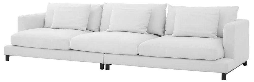 Schnäppchen Casa Padrino Luxus Sofa Weiß / Schwarz 320 x 110 x H. 64 cm - Edles Wohnzimmer Sofa mit Kissen - Luxus Möbel - Luxus Qualität