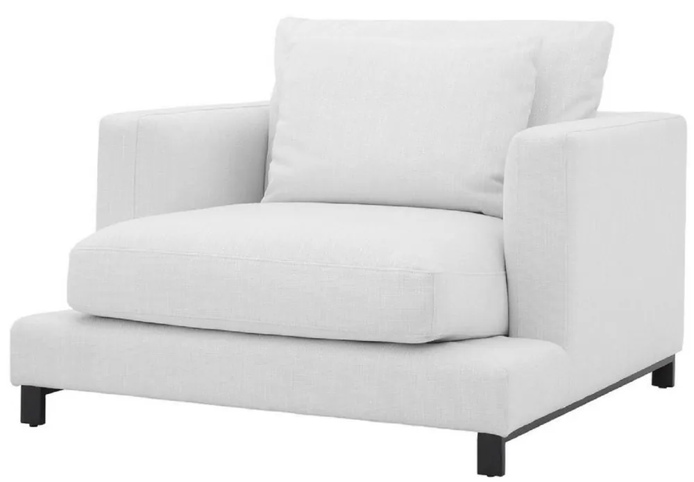Top-Preis Casa Padrino Luxus Sessel Weiß / Schwarz 110 x 110 x H. 64 cm - Edler Wohnzimmer Sessel mit Kissen - Luxus Möbel - Luxus Qualität