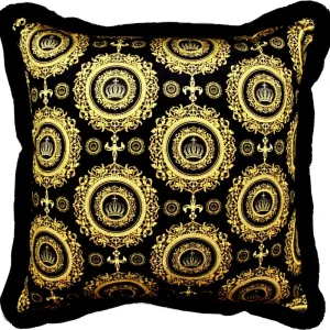 Harald Glööckler Luxus Deko Kissen Pompöös by Casa Padrino Golden Crowns 50 x 50 cm - Glööckler Kissen mit Glitzersteinen Highlight
