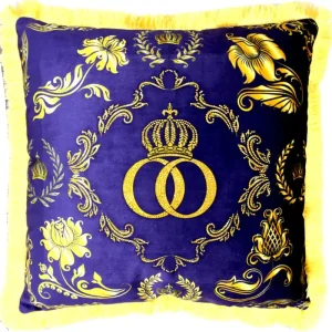 Harald Glööckler Luxus Deko Barock Kissen Pompöös by Casa Padrino Lila-Taupe / Gold Krone Deluxe mit Strass Steinen - Glööckler Kissen Bestseller