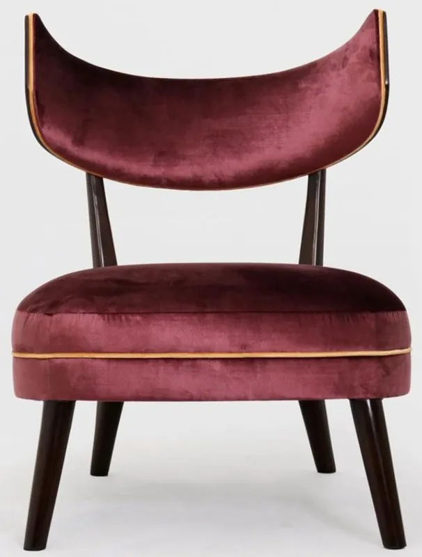 Casa Padrino Luxus Art Deco Lounge Salon Sessel mit gebogener Rückenlehne Lila / Orange / Dunkelbraun 78 x 70 x H. 90 cm - Luxus Möbel Mega-Angebot