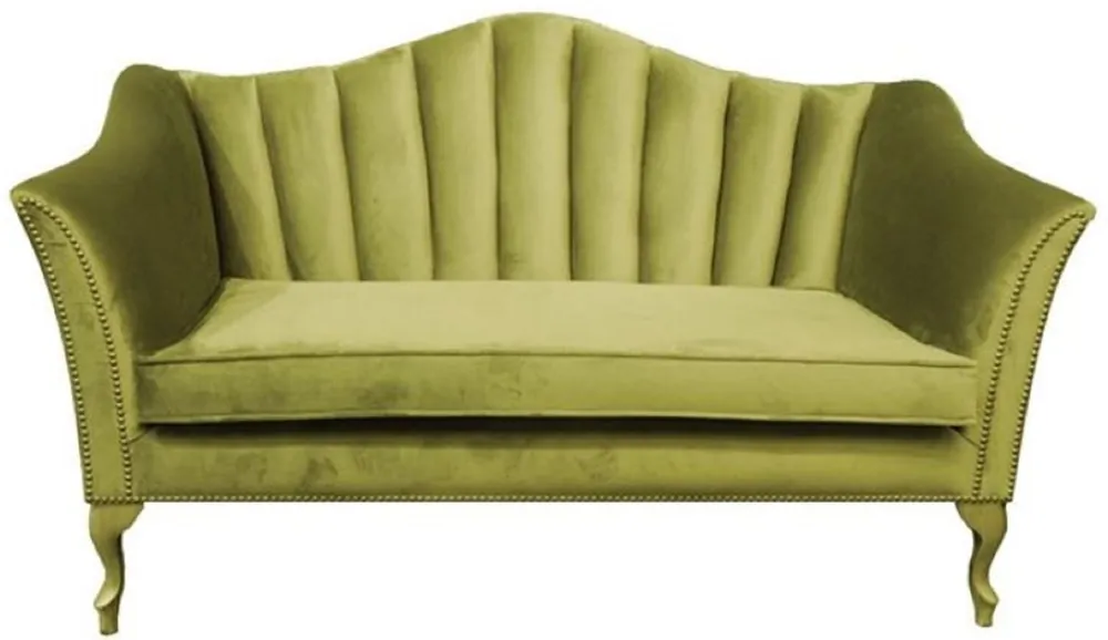 Casa Padrino Luxus Barock 2er Samt Sofa Grün 150 x 95 x H. 90 cm - Edles Wohnzimmer Sofa - Barock Wohnzimmer Möbel - Luxus Qualität Echt