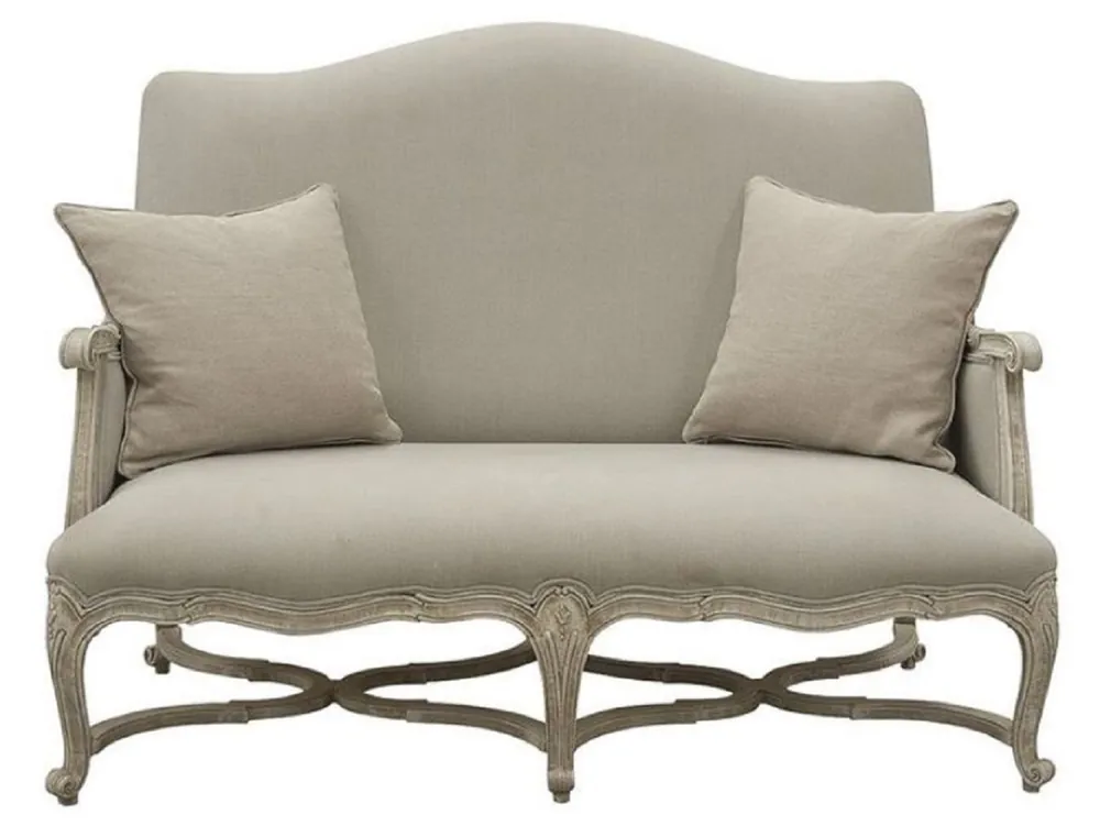 Casa Padrino Luxus Barock Sofa Grau / Antik Grau 150 x 100 x H. 115 cm - Wohnzimmer Sofa mit dekorativen Kissen - Edle Barock Möbel Super-Preis