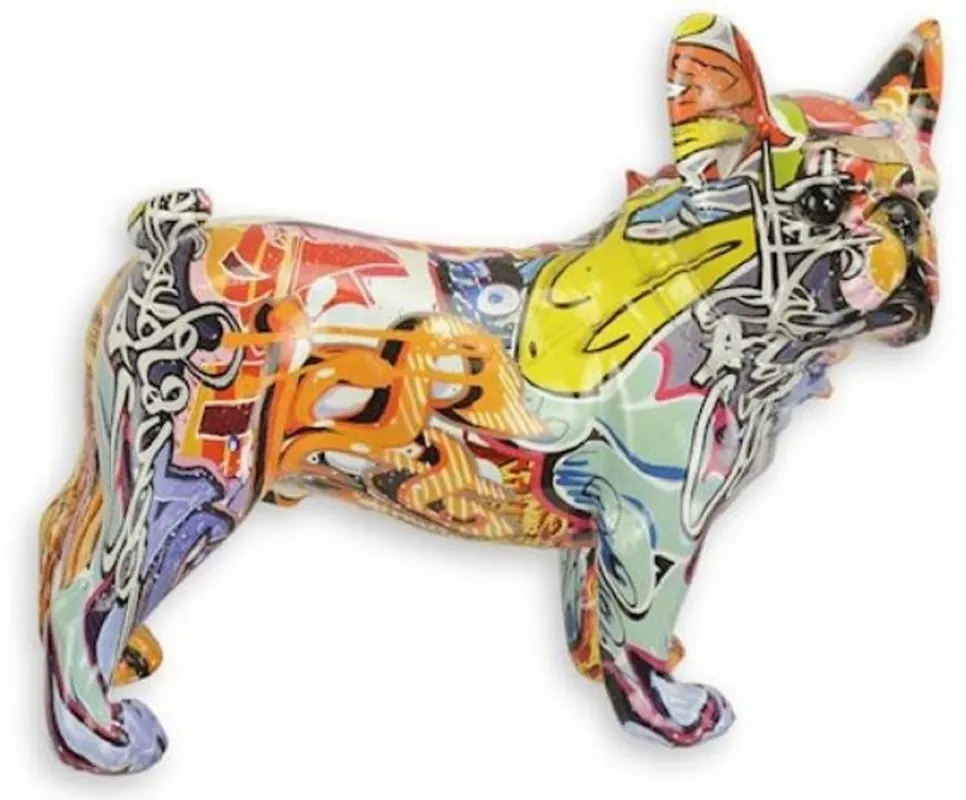Heißes Angebot Casa Padrino Designer Kunstharz Dekofigur Hund Bulldogge Bunt 24,4 x 10,6 x H. 19,6 cm - Wohnzimmer Deko Skulptur - Deko Accessoires