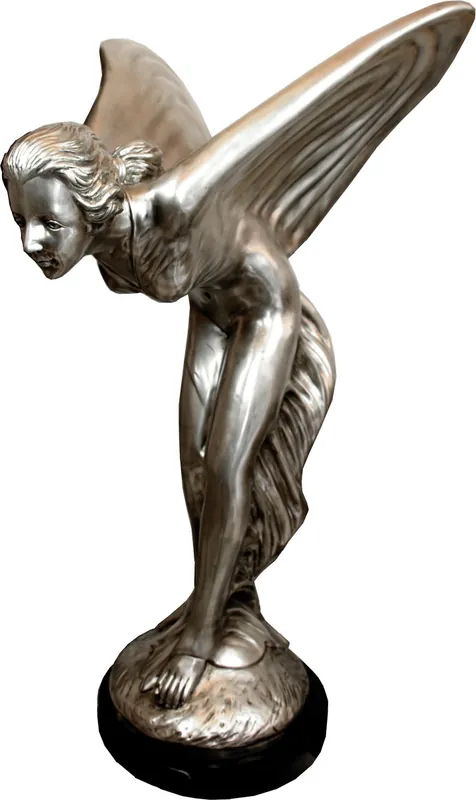 Riesige schwere Bronze Skulptur Spirit of Ecstasy vernickelt auf Marmorsockel 113 x 63 x 74 cm - Lady with Wings Figur aus der Luxus Kollektion von Casa Padrino Sichere Zahlung