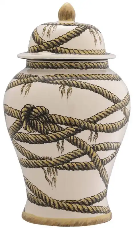 Casa Padrino Luxus Porzellan Vase Beige Ø 23 x H. 43 cm - Runde Blumenvase mit Deckel - Deko Accessoires Nur Für Kurze Zeit