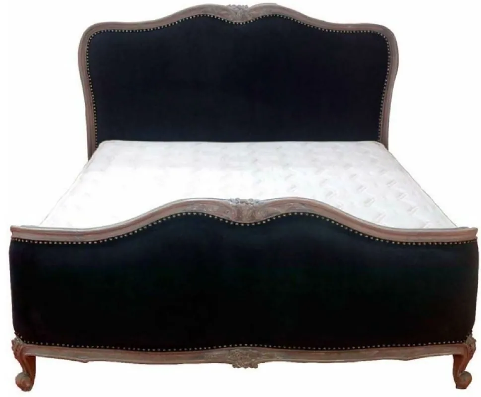Casa Padrino Luxus Barock Doppelbett Schwarz / Antik Braun - Edles Massivholz Bett mit Kopfteil - Barock Schlafzimmer Möbel Versand Am Gleichen Tag