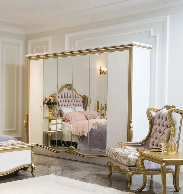 Bestseller Casa Padrino Luxus Barock Schlafzimmerschrank Weiß / Gold 270 x 70 x H. 224 cm - Edler Massivholz Kleiderschrank - Schlafzimmer Möbel im Barockstil - Luxus Qualität