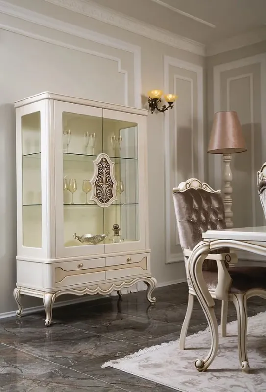 Nur Für Kurze Zeit Casa Padrino Luxus Barock Vitrine Weiß / Beige / Braun 118 x 49 x H. 186 cm - Massivholz Vitrinenschrank mit 2 Glastüren und 2 Schubladen - Möbel im Barockstil
