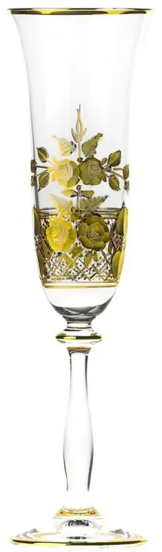 Casa Padrino Luxus Barock Champagnerglas 6er Set Gold Ø 7 x H. 24,5 cm - Handgefertigte und handgravierte Champagnergläser - Hotel & Restaurant Accessoires - Luxus Qualität Must-Have