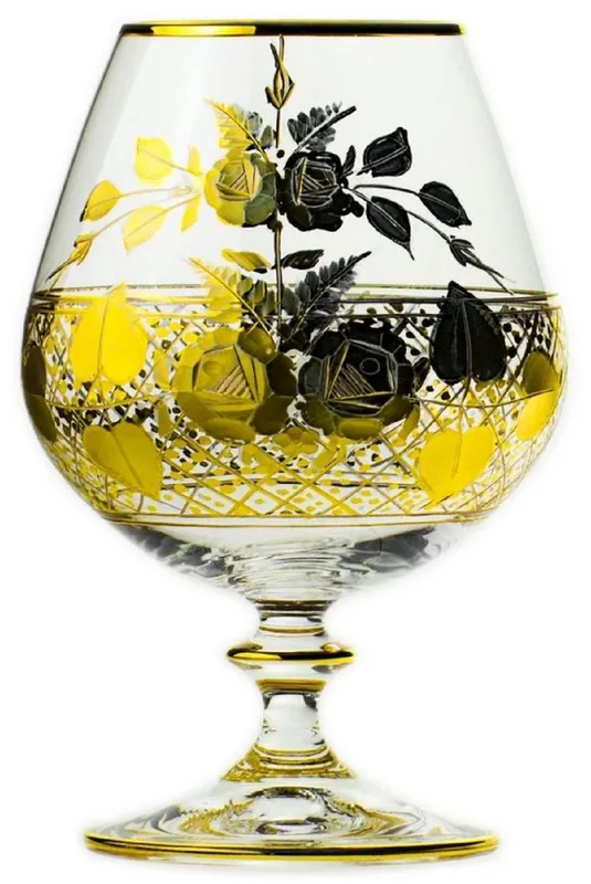 Kracherpreis Casa Padrino Luxus Barock Brandy Glas 6er Set Gold Ø 9 x H. 14,5 cm - Handgefertigte und handgravierte Cognac Gläser - Hotel & Restaurant Accessoires - Luxus Qualität