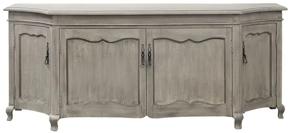Casa Padrino Luxus Landhausstil Sideboard Grau 205 x 53 x H. 81 cm - Handgefertigter Massivholz Schrank mit 4 Türen - Landhausstil Möbel - Luxus Qualität Neuheit