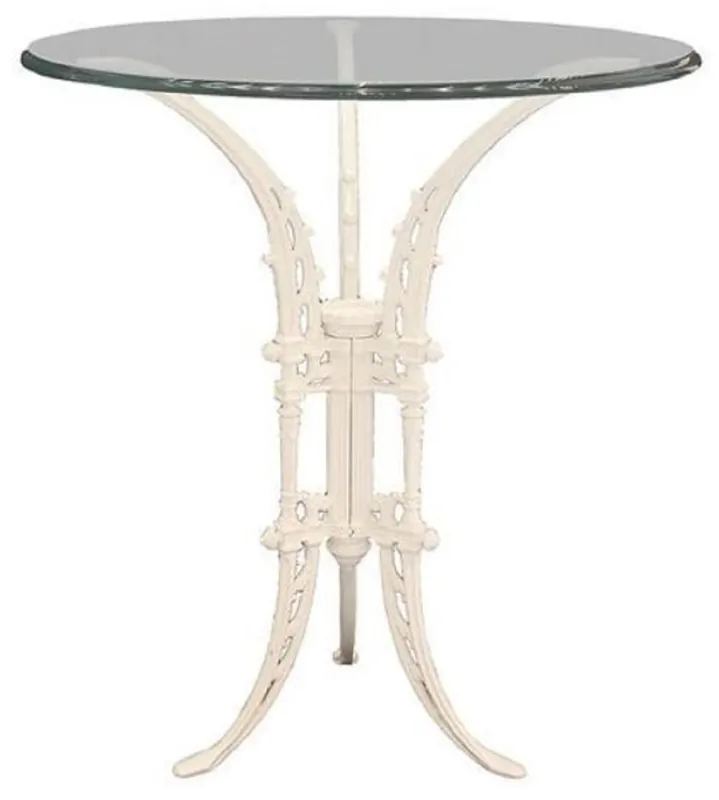 Casa Padrino Luxus Jugendstil Beistelltisch Weiß Ø 70 x H. 74 cm - Handgeschmiedeter Schmiedeeisen Tisch mit Glasplatte - Wohnzimmer Garten Terrassen Möbel Expressversand