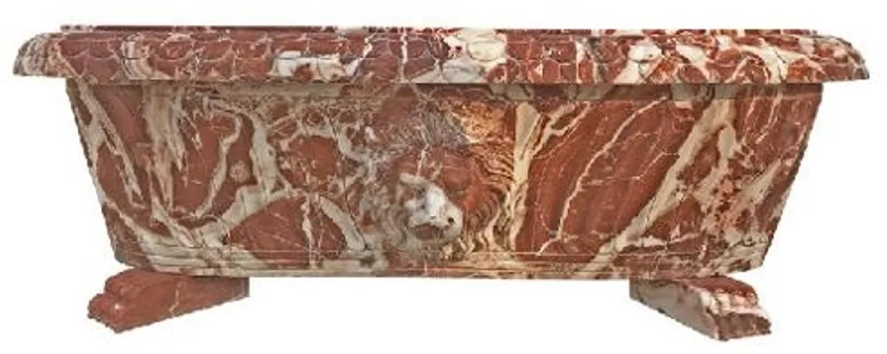 Casa Padrino Luxus Barock Badewanne Löwenkopf Rot / Weiß 180 cm - Freistehende Marmor Badewanne - Bad Accessoires - Edel & Prunkvoll Schnäppchen