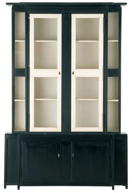 Casa Padrino Luxus Landhausstil Vitrine Schwarz / Weiß 180 x 45 x H. 270 cm - Handgefertigter Vitrinenschrank - Massivholz Küchenschrank - Landhausstil Möbel Nur Für Kurze Zeit