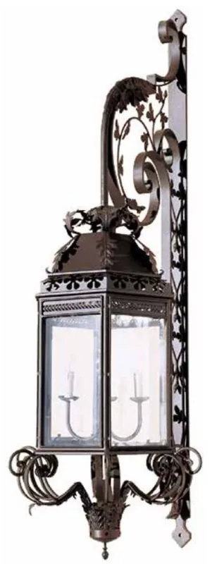 Casa Padrino Luxus Barock Außenwandleuchte Braun 62 x 70 x H. 212 cm - Prunkvolle Balkon Garten Terrassen Außenleuchte - Außenbeleuchtung im Barockstil - Luxus Qualität Günstig